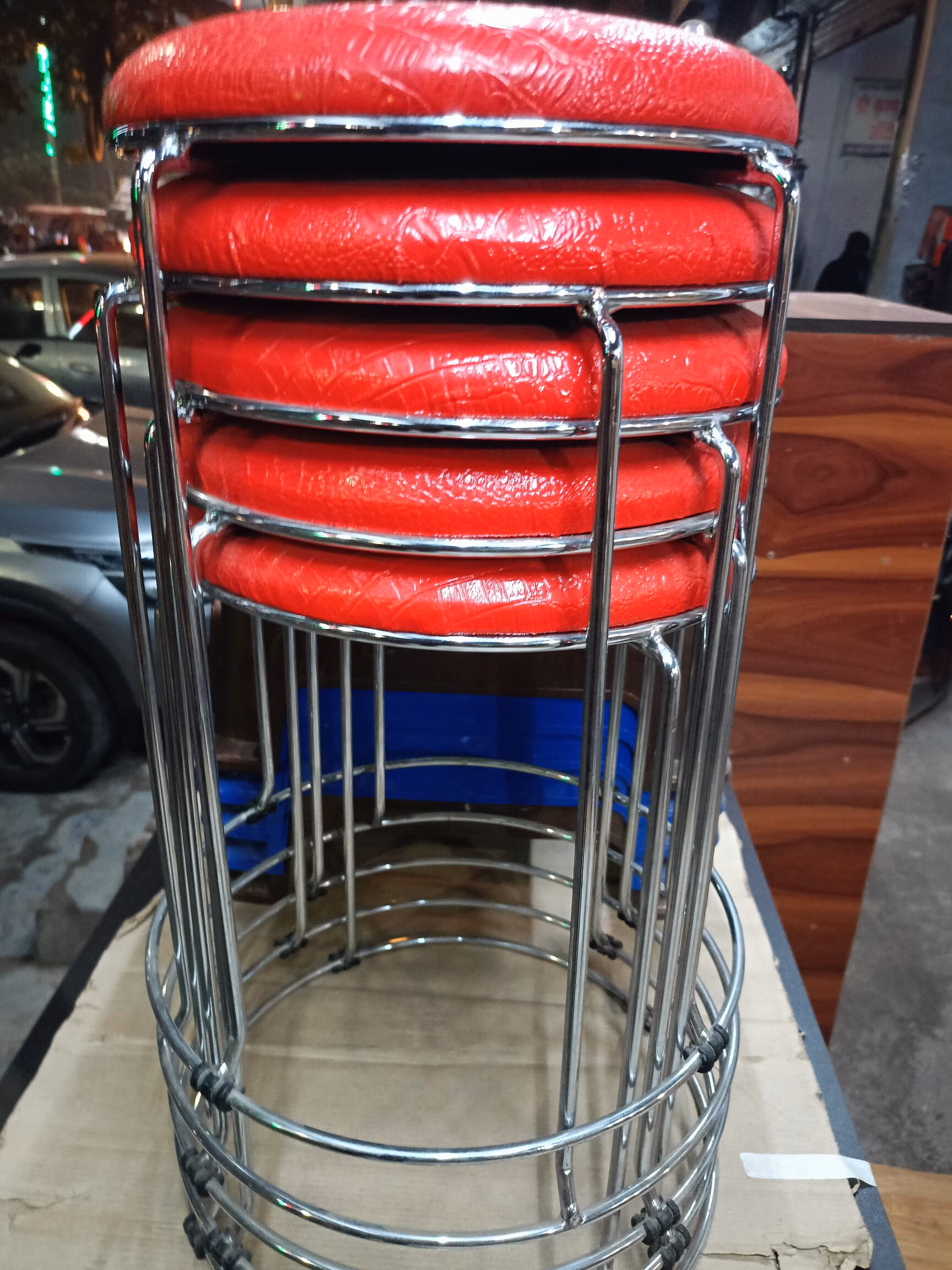 Stackable & Portable Stool with Strong Metallic Stands